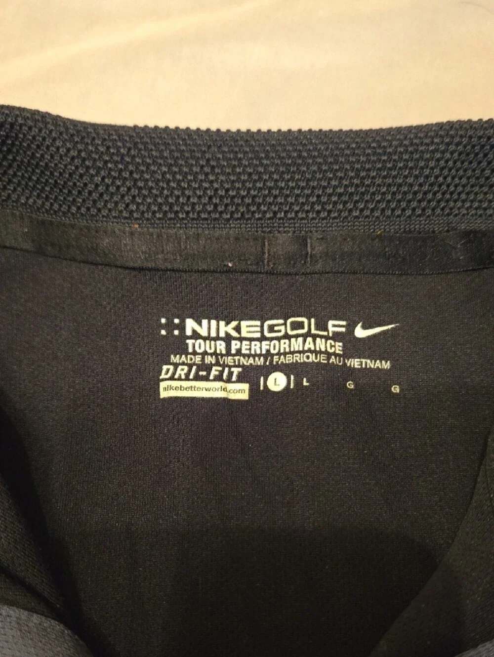 Nike Men's Black Polo with Grey Sleeves and Neon Yellow Trim